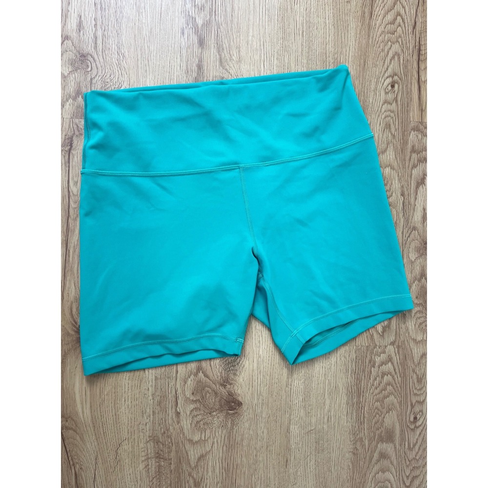 Lululemon Wunder Train High Rise Athletic Shorts 14 Teal 6" Biker Yoga LW7BESS